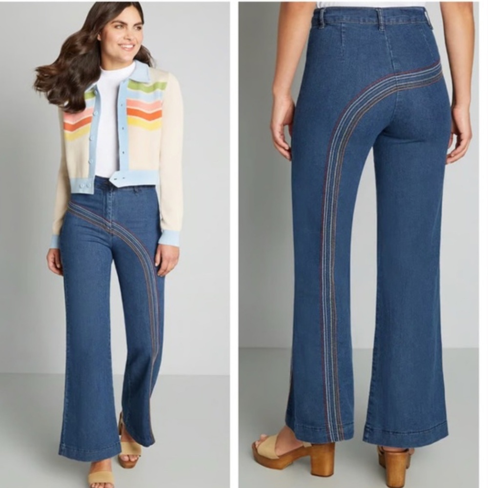 NWT Modcloth Rainbow With Me Wide-Leg Jeans Size 20W
